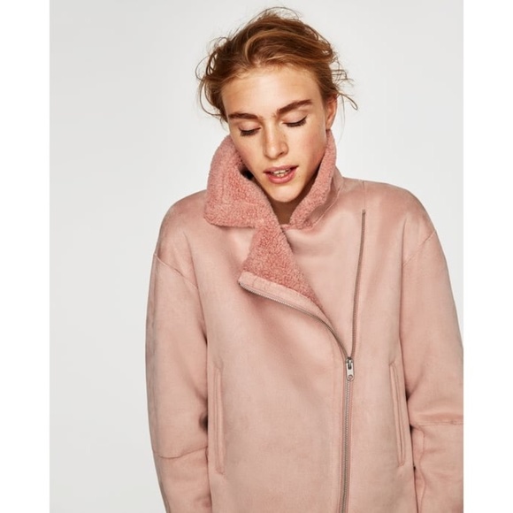pink suede jacket zara